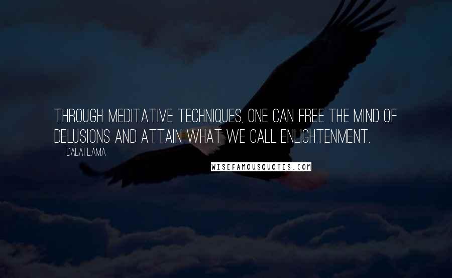 Dalai Lama Quotes: Through meditative techniques, one can free the mind of delusions and attain what we call enlightenment.