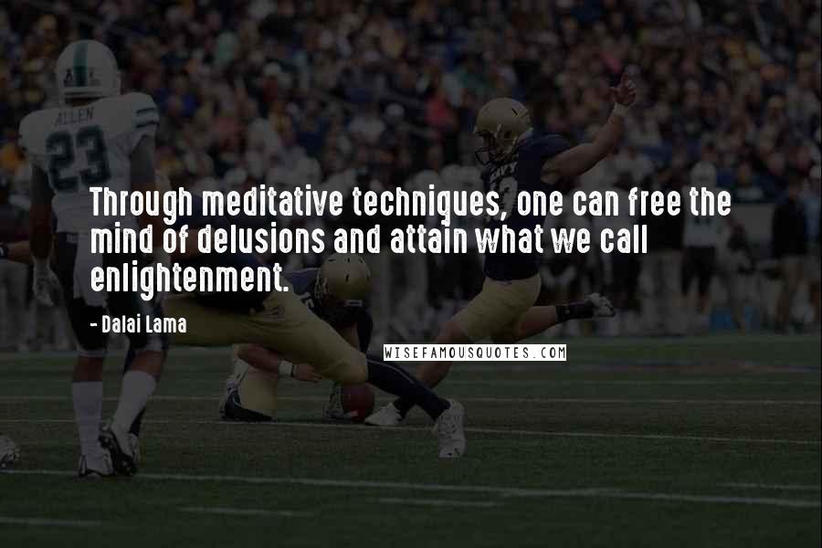 Dalai Lama Quotes: Through meditative techniques, one can free the mind of delusions and attain what we call enlightenment.