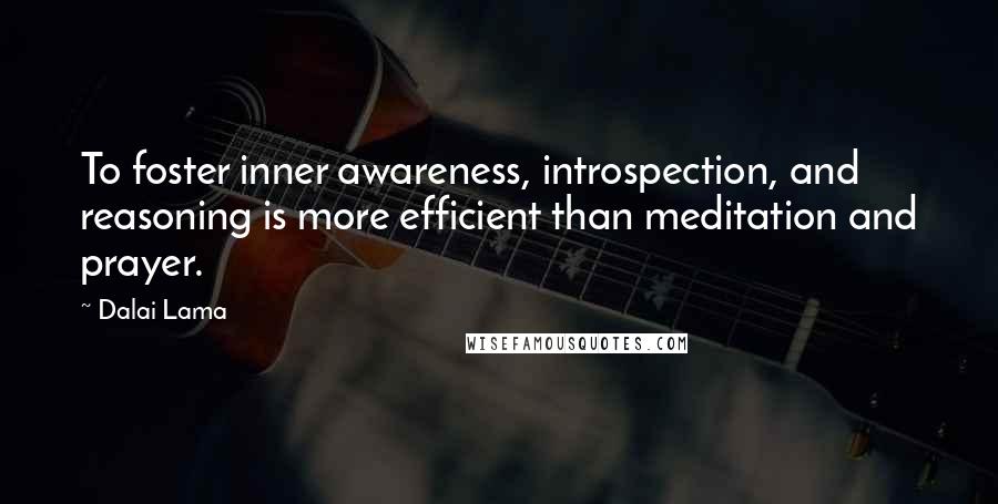 Dalai Lama Quotes: To foster inner awareness, introspection, and reasoning is more efficient than meditation and prayer.