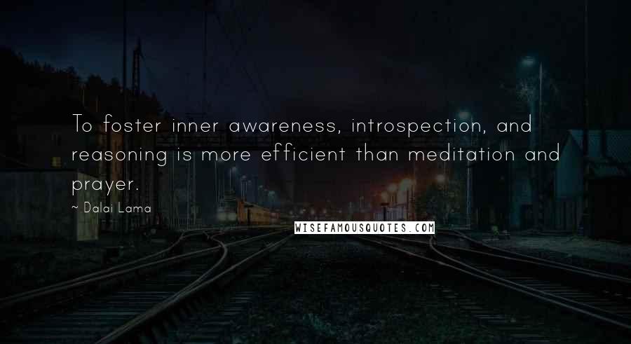 Dalai Lama Quotes: To foster inner awareness, introspection, and reasoning is more efficient than meditation and prayer.