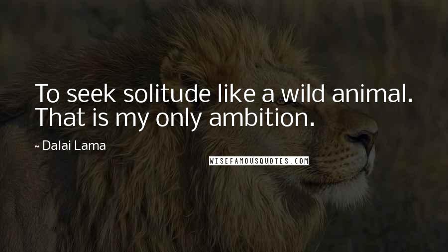 Dalai Lama Quotes: To seek solitude like a wild animal. That is my only ambition.