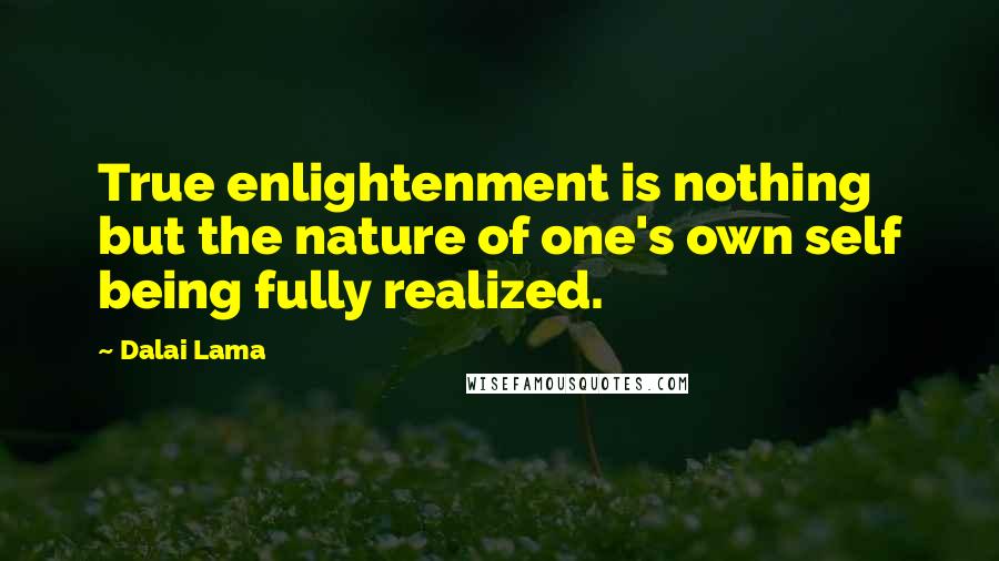 Dalai Lama Quotes: True enlightenment is nothing but the nature of one's own self being fully realized.