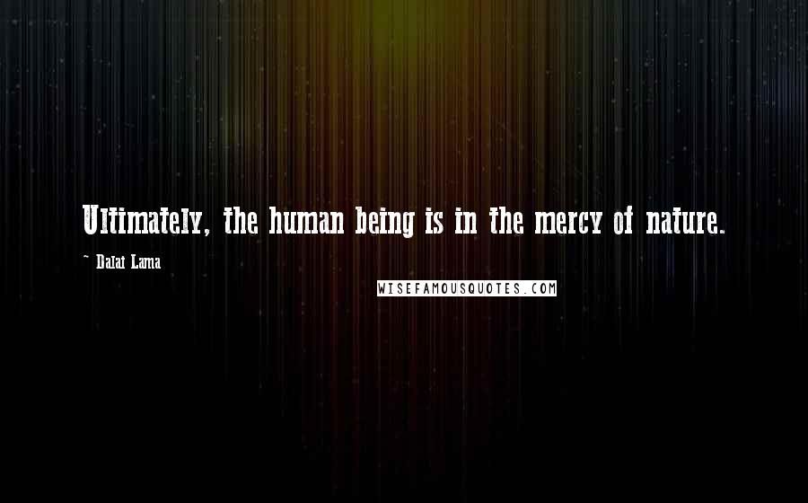 Dalai Lama Quotes: Ultimately, the human being is in the mercy of nature.