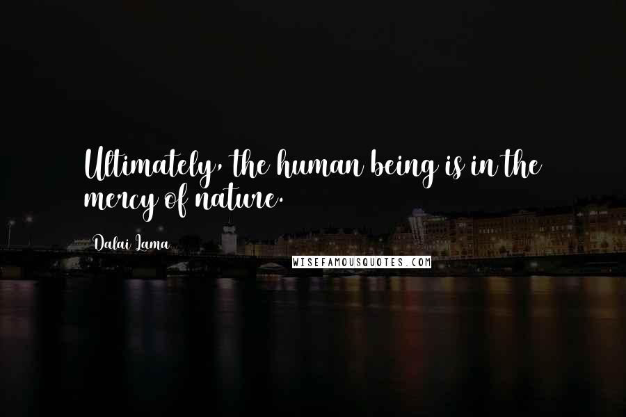 Dalai Lama Quotes: Ultimately, the human being is in the mercy of nature.