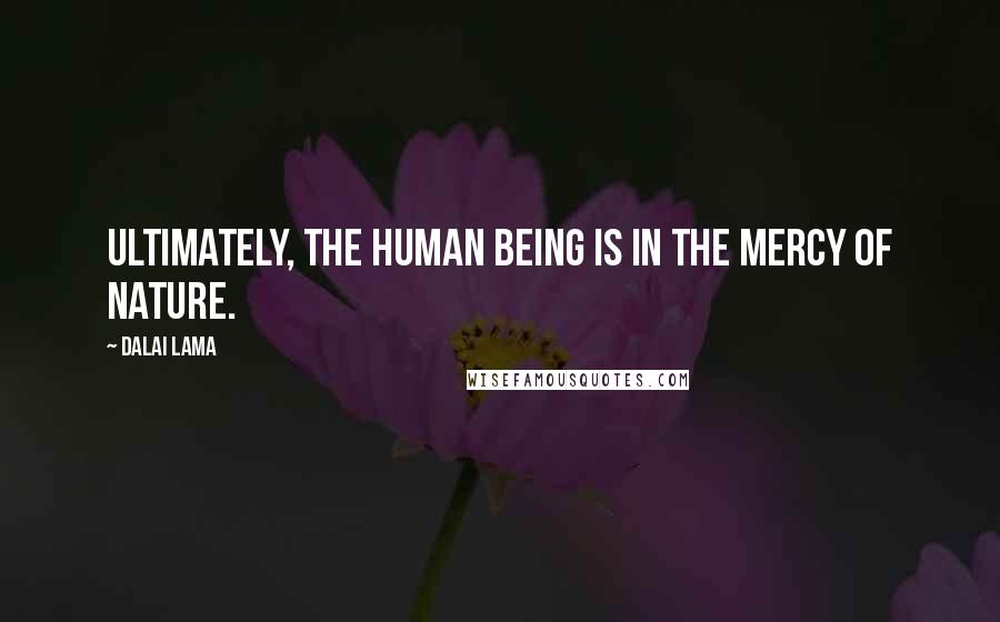 Dalai Lama Quotes: Ultimately, the human being is in the mercy of nature.