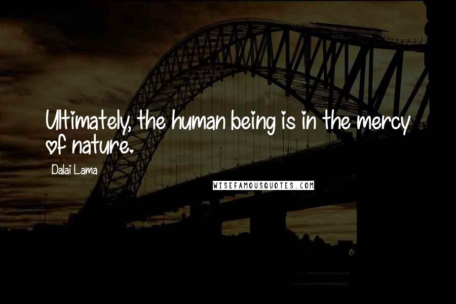 Dalai Lama Quotes: Ultimately, the human being is in the mercy of nature.