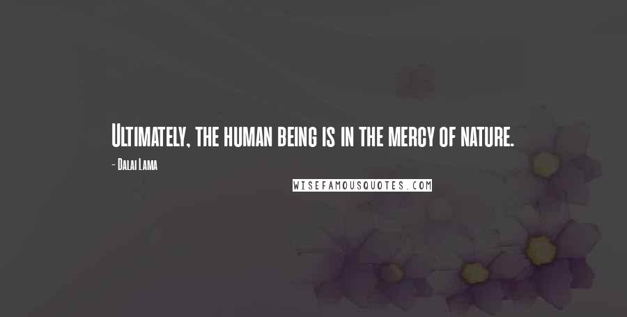 Dalai Lama Quotes: Ultimately, the human being is in the mercy of nature.