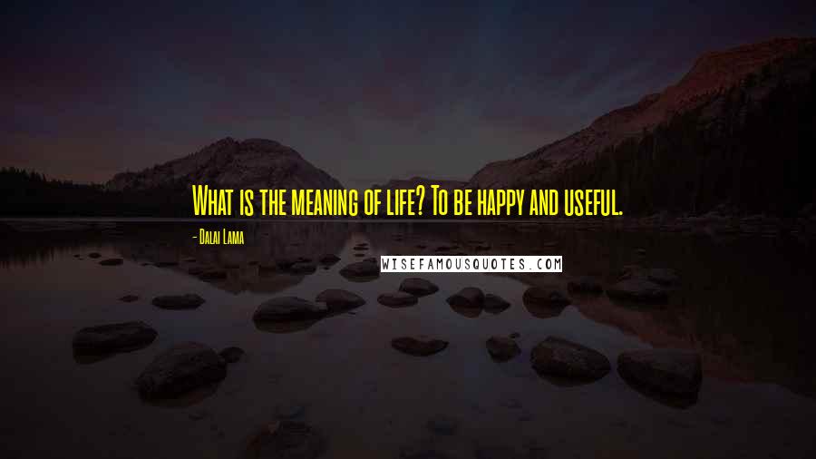 Dalai Lama Quotes: What is the meaning of life? To be happy and useful.