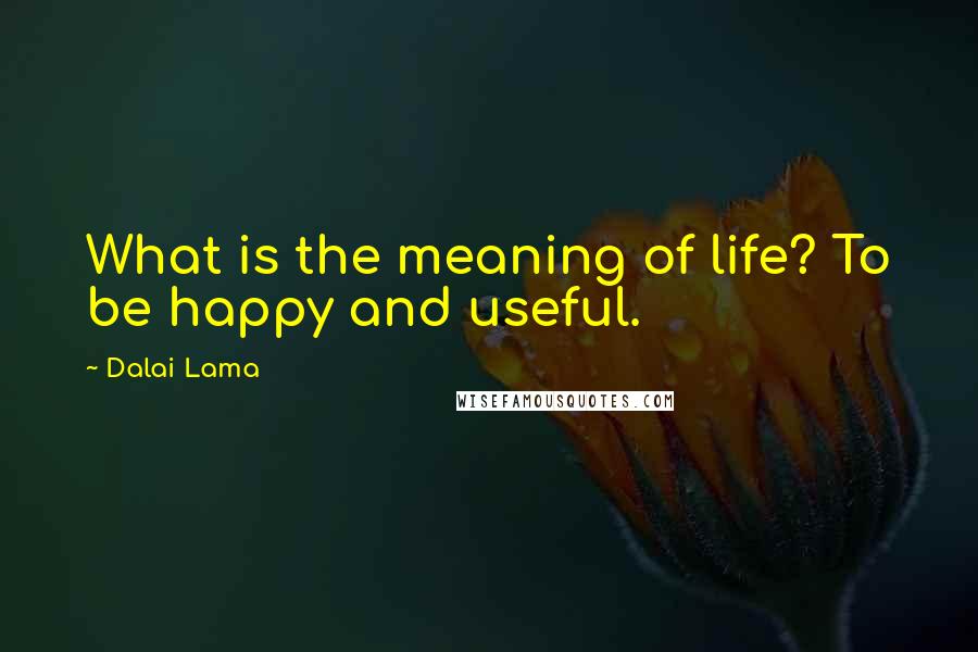 Dalai Lama Quotes: What is the meaning of life? To be happy and useful.