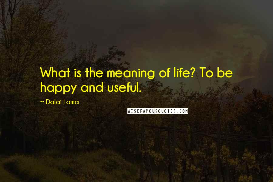 Dalai Lama Quotes: What is the meaning of life? To be happy and useful.