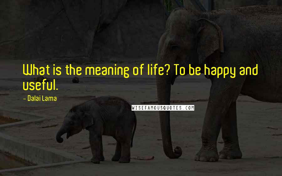 Dalai Lama Quotes: What is the meaning of life? To be happy and useful.