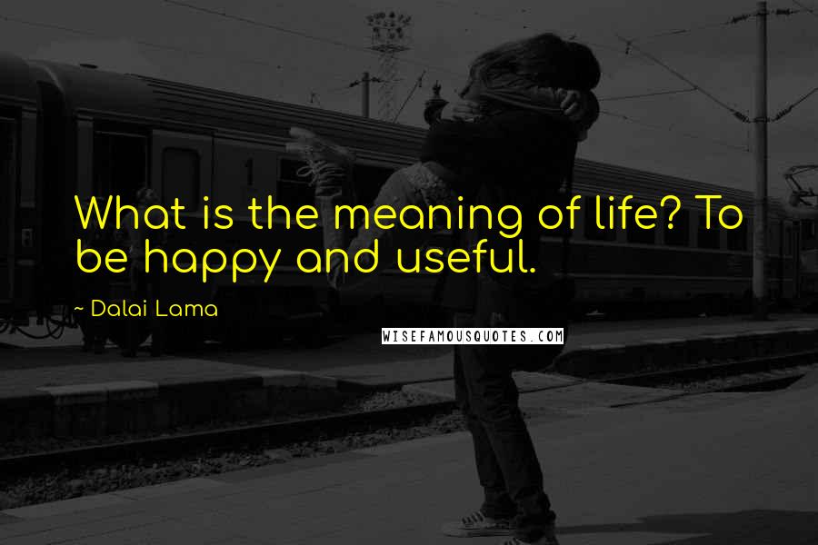 Dalai Lama Quotes: What is the meaning of life? To be happy and useful.