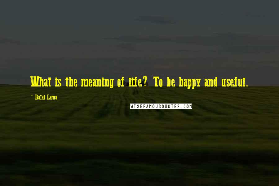 Dalai Lama Quotes: What is the meaning of life? To be happy and useful.