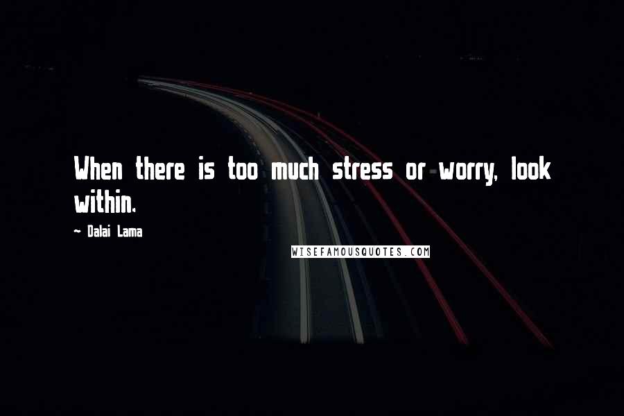 Dalai Lama Quotes: When there is too much stress or worry, look within.