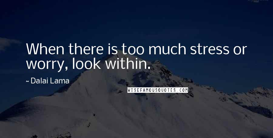 Dalai Lama Quotes: When there is too much stress or worry, look within.