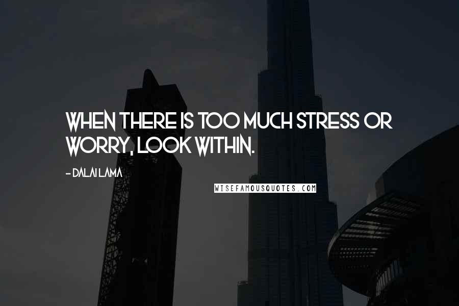 Dalai Lama Quotes: When there is too much stress or worry, look within.