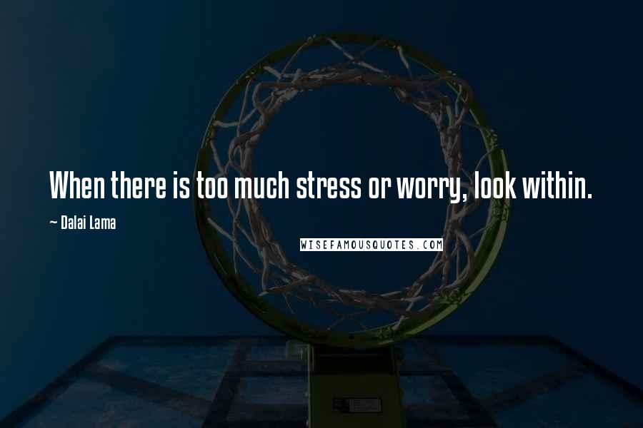 Dalai Lama Quotes: When there is too much stress or worry, look within.