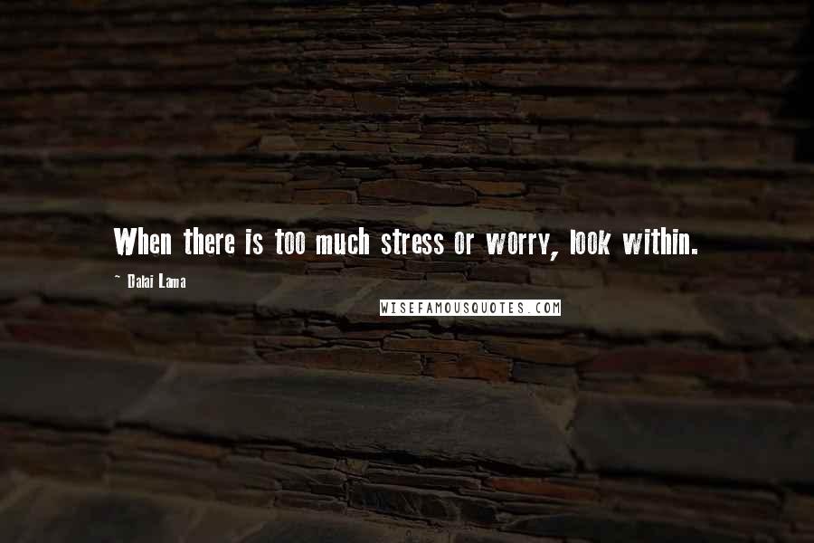 Dalai Lama Quotes: When there is too much stress or worry, look within.