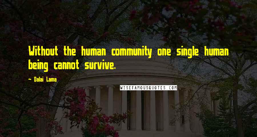 Dalai Lama Quotes: Without the human community one single human being cannot survive.