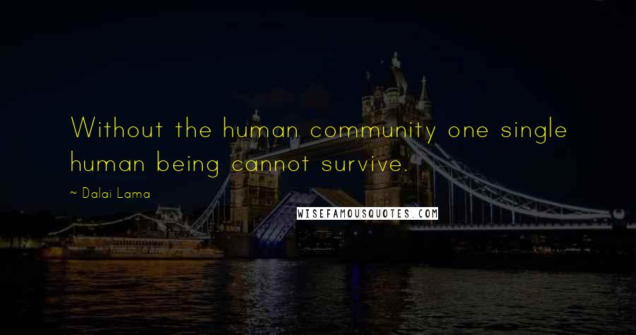 Dalai Lama Quotes: Without the human community one single human being cannot survive.