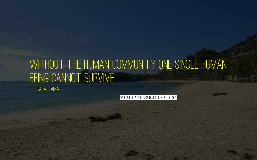 Dalai Lama Quotes: Without the human community one single human being cannot survive.