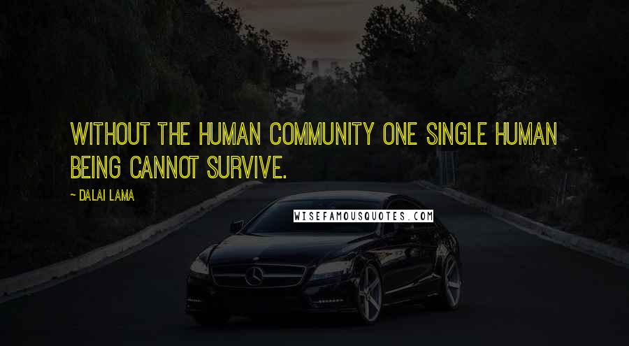 Dalai Lama Quotes: Without the human community one single human being cannot survive.