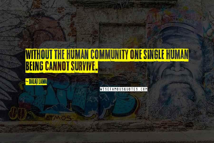 Dalai Lama Quotes: Without the human community one single human being cannot survive.