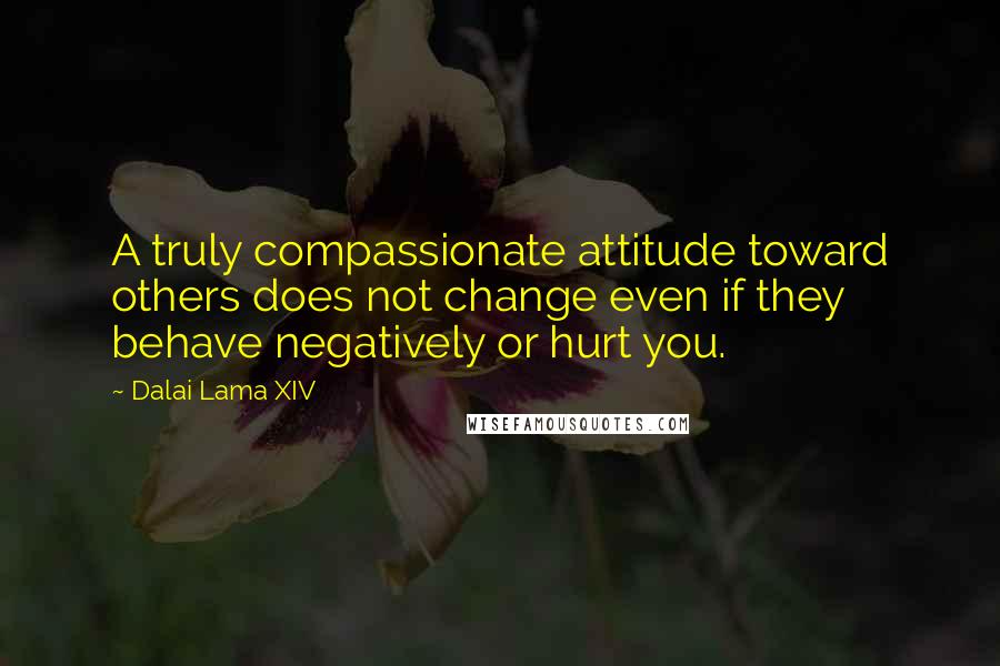 Dalai Lama XIV Quotes: A truly compassionate attitude toward others does not change even if they behave negatively or hurt you.