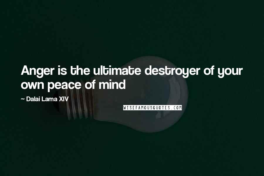 Dalai Lama XIV Quotes: Anger is the ultimate destroyer of your own peace of mind