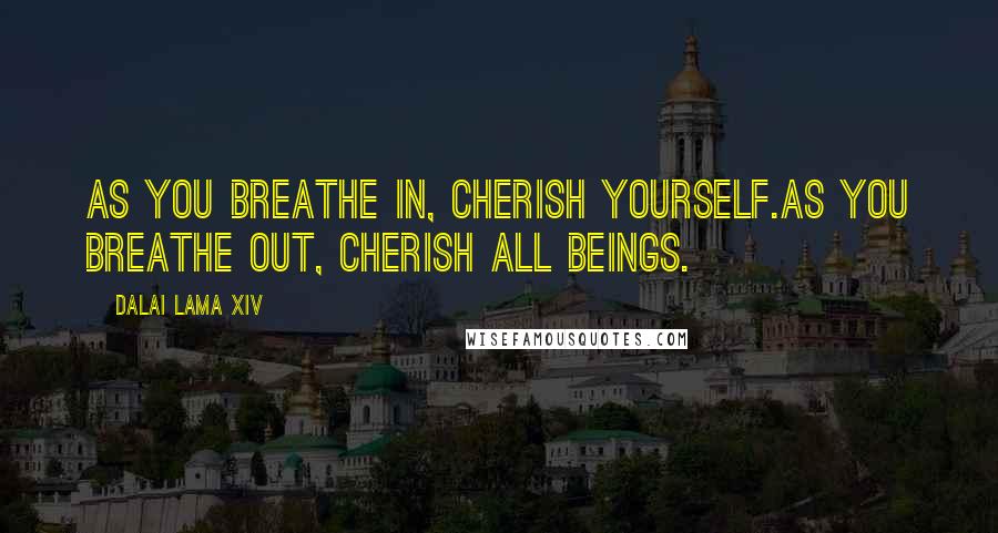 Dalai Lama XIV Quotes: As you breathe in, cherish yourself.As you breathe out, cherish all Beings.