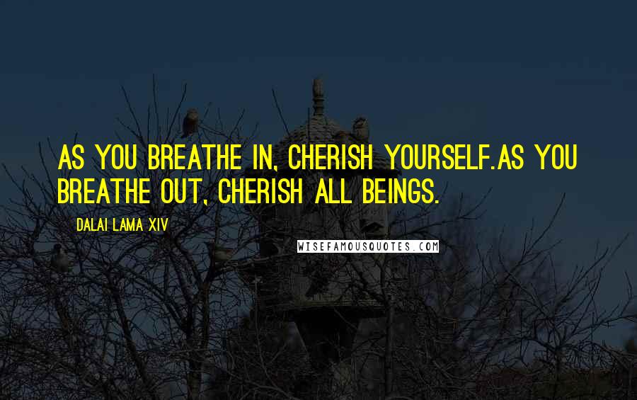 Dalai Lama XIV Quotes: As you breathe in, cherish yourself.As you breathe out, cherish all Beings.