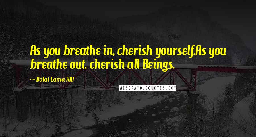 Dalai Lama XIV Quotes: As you breathe in, cherish yourself.As you breathe out, cherish all Beings.