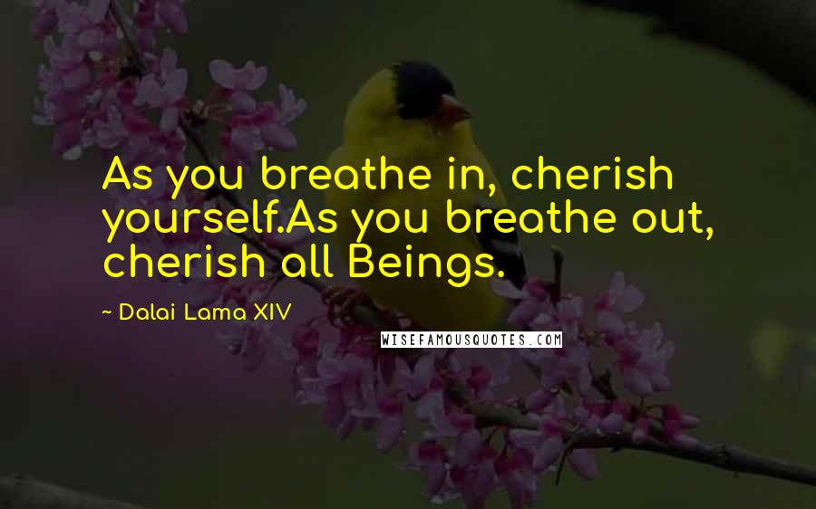 Dalai Lama XIV Quotes: As you breathe in, cherish yourself.As you breathe out, cherish all Beings.