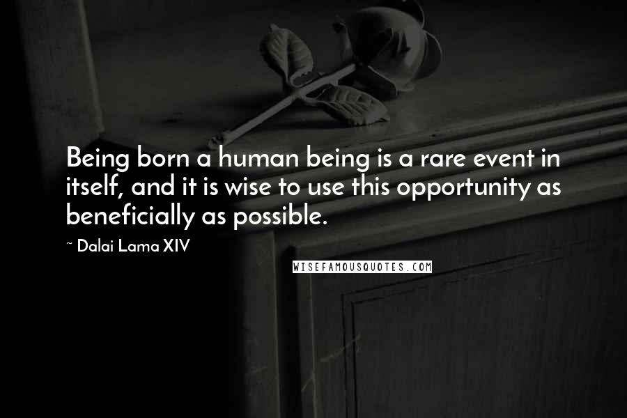 Dalai Lama XIV Quotes: Being born a human being is a rare event in itself, and it is wise to use this opportunity as beneficially as possible.