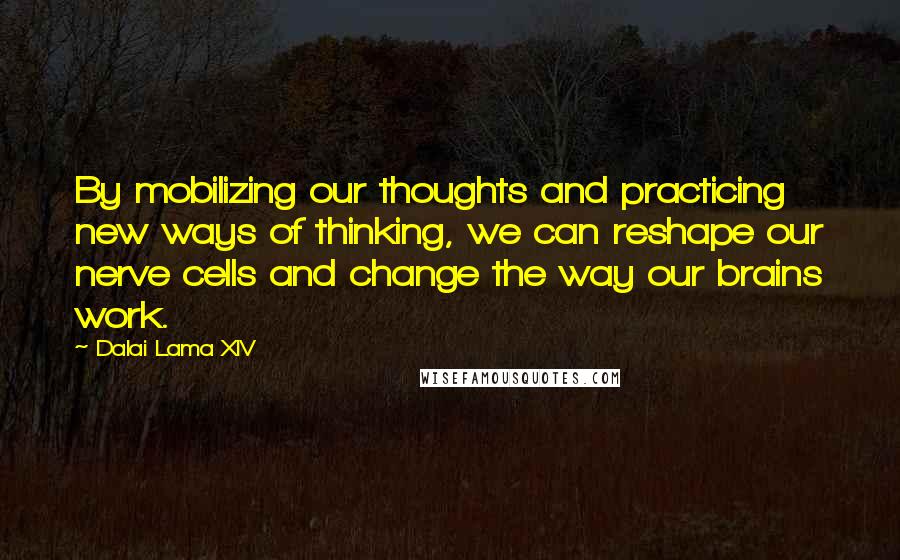 Dalai Lama XIV Quotes: By mobilizing our thoughts and practicing new ways of thinking, we can reshape our nerve cells and change the way our brains work.