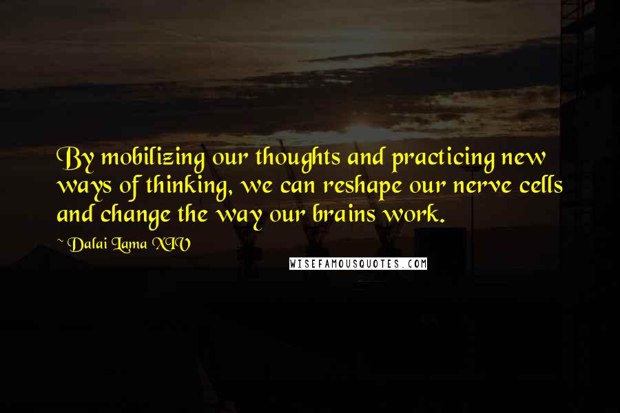 Dalai Lama XIV Quotes: By mobilizing our thoughts and practicing new ways of thinking, we can reshape our nerve cells and change the way our brains work.