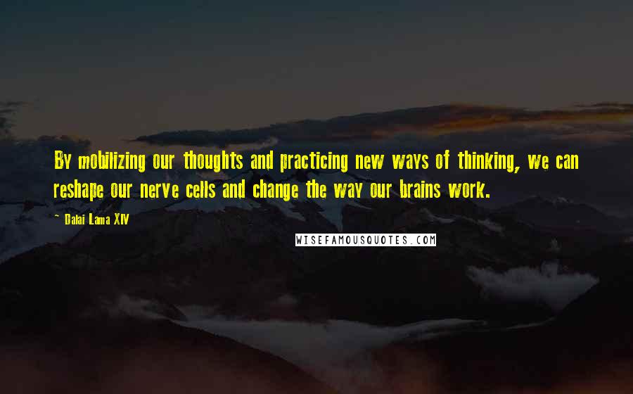 Dalai Lama XIV Quotes: By mobilizing our thoughts and practicing new ways of thinking, we can reshape our nerve cells and change the way our brains work.