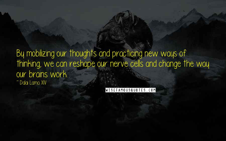Dalai Lama XIV Quotes: By mobilizing our thoughts and practicing new ways of thinking, we can reshape our nerve cells and change the way our brains work.