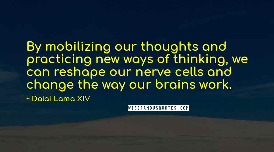 Dalai Lama XIV Quotes: By mobilizing our thoughts and practicing new ways of thinking, we can reshape our nerve cells and change the way our brains work.