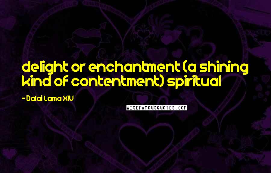 Dalai Lama XIV Quotes: delight or enchantment (a shining kind of contentment) spiritual