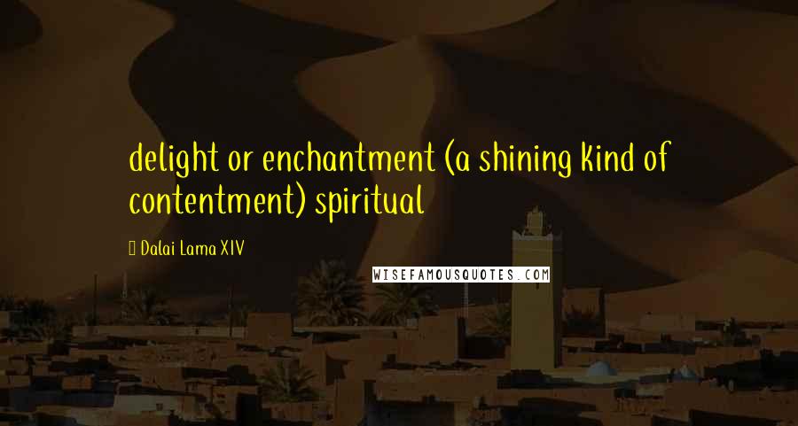 Dalai Lama XIV Quotes: delight or enchantment (a shining kind of contentment) spiritual