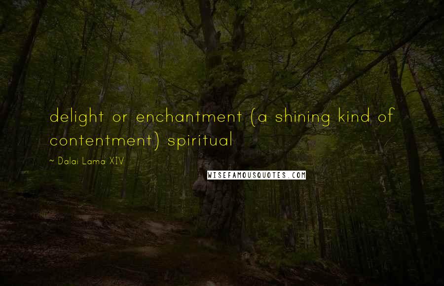 Dalai Lama XIV Quotes: delight or enchantment (a shining kind of contentment) spiritual