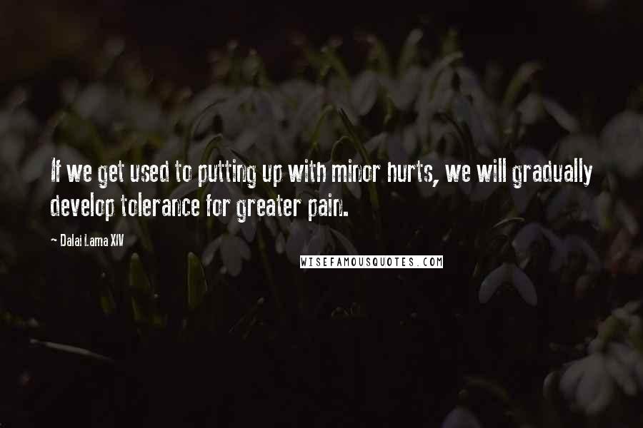 Dalai Lama XIV Quotes: If we get used to putting up with minor hurts, we will gradually develop tolerance for greater pain.