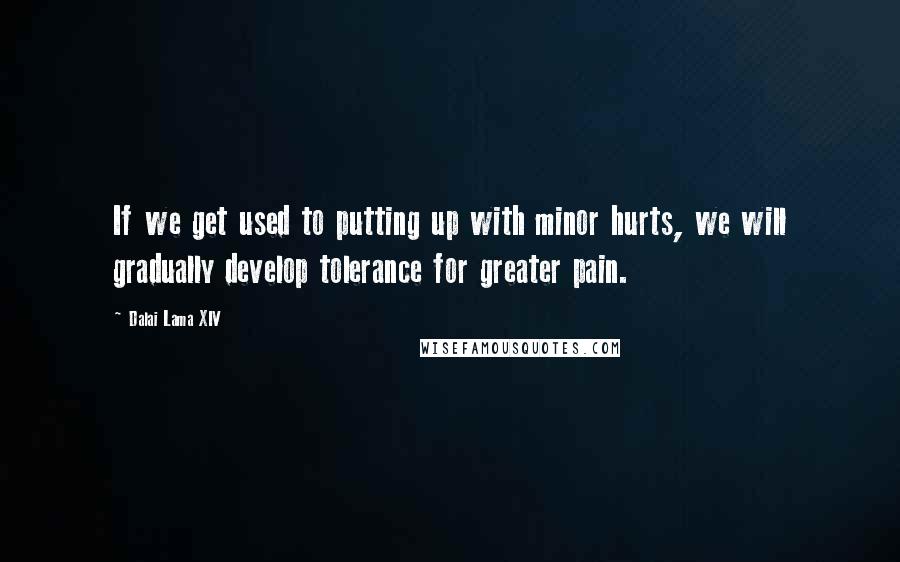 Dalai Lama XIV Quotes: If we get used to putting up with minor hurts, we will gradually develop tolerance for greater pain.