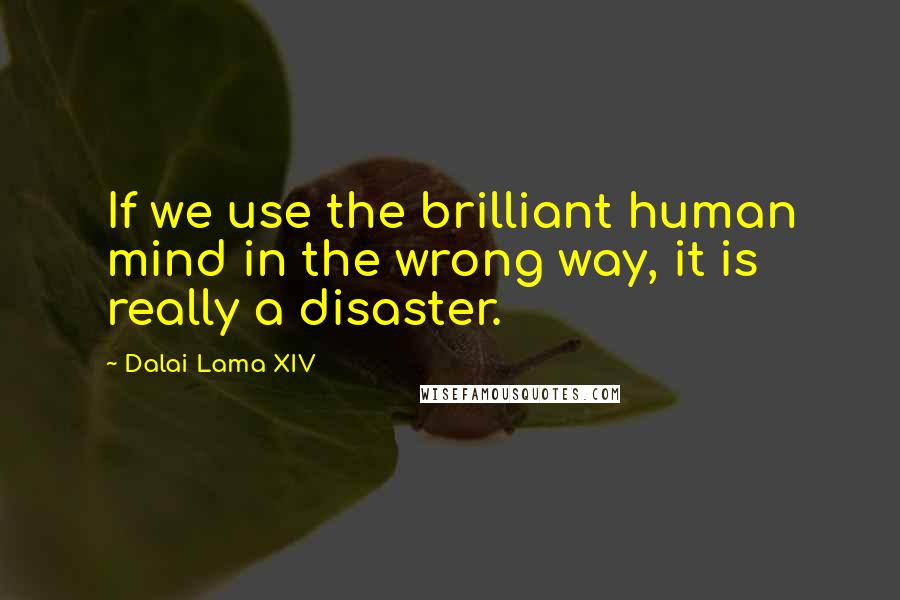 Dalai Lama XIV Quotes: If we use the brilliant human mind in the wrong way, it is really a disaster.