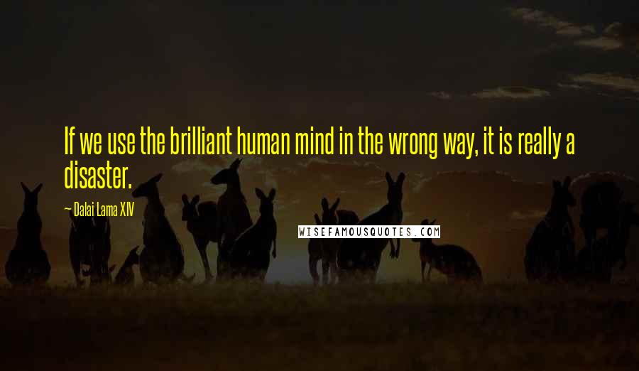 Dalai Lama XIV Quotes: If we use the brilliant human mind in the wrong way, it is really a disaster.