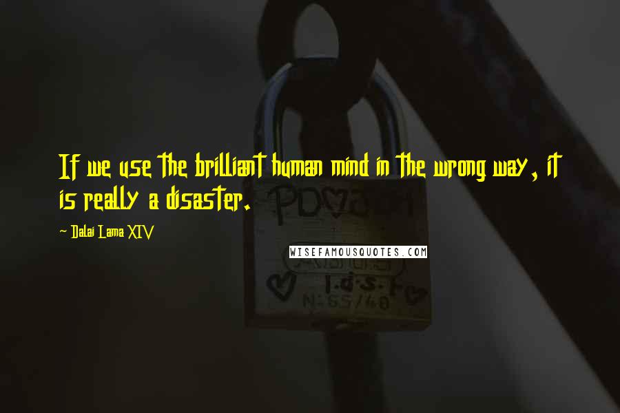 Dalai Lama XIV Quotes: If we use the brilliant human mind in the wrong way, it is really a disaster.