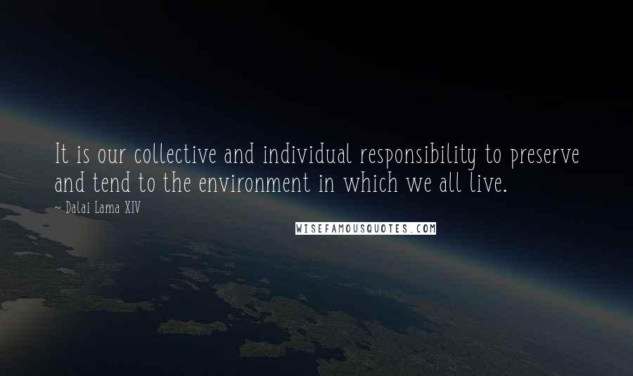 Dalai Lama XIV Quotes: It is our collective and individual responsibility to preserve and tend to the environment in which we all live.