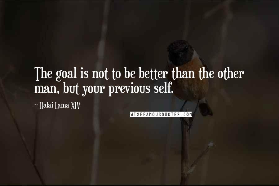 Dalai Lama XIV Quotes: The goal is not to be better than the other man, but your previous self.