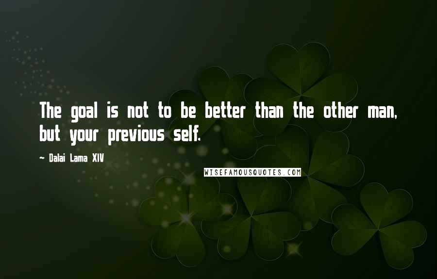 Dalai Lama XIV Quotes: The goal is not to be better than the other man, but your previous self.